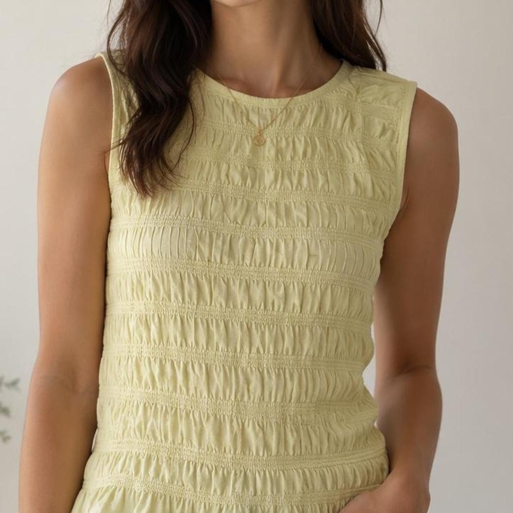 A New Day pastel yellow textured sleeveless top 💛